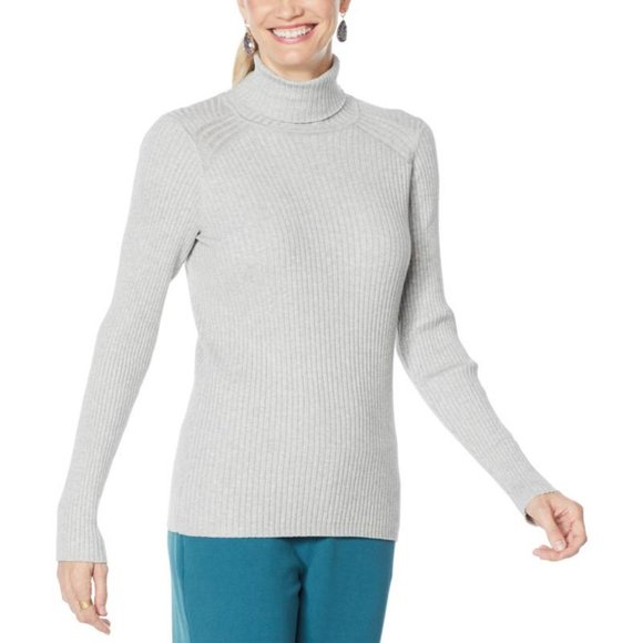 DG2 Ribbed Turtleneck Gray Sweater Women's Medium - Picture 1 of 1